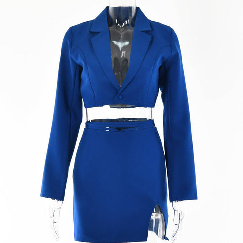 Suit Female Fashion Sexy Hot Girl Small Suit Slightly Slit Strap Short Skirt